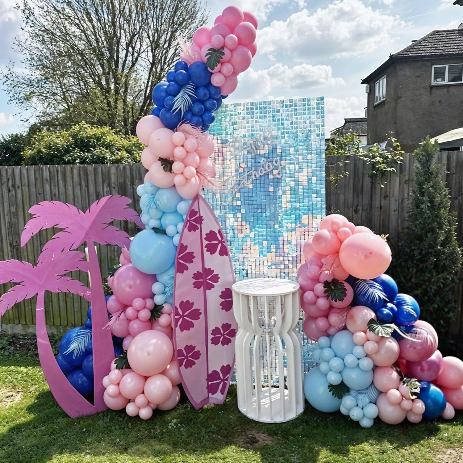 Macaron & Metallic Blue Pink Balloons - 12 Inch Gender Reveal & Baby Shower Party Decorations