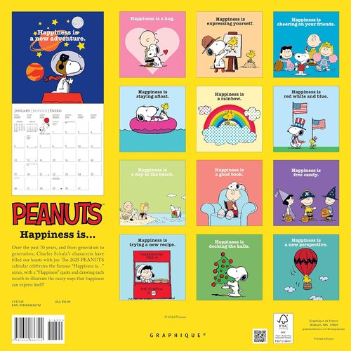 Graphique 2025 Peanuts Wall Calendar - 12” x 12” | Thick Paper | Large Monthly Grid & Holidays