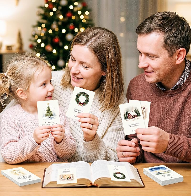 Christmas Scripture Cards Bulk 100Pcs - Pocket Prayer Cards with Bible Verses (Variation: Christmas)