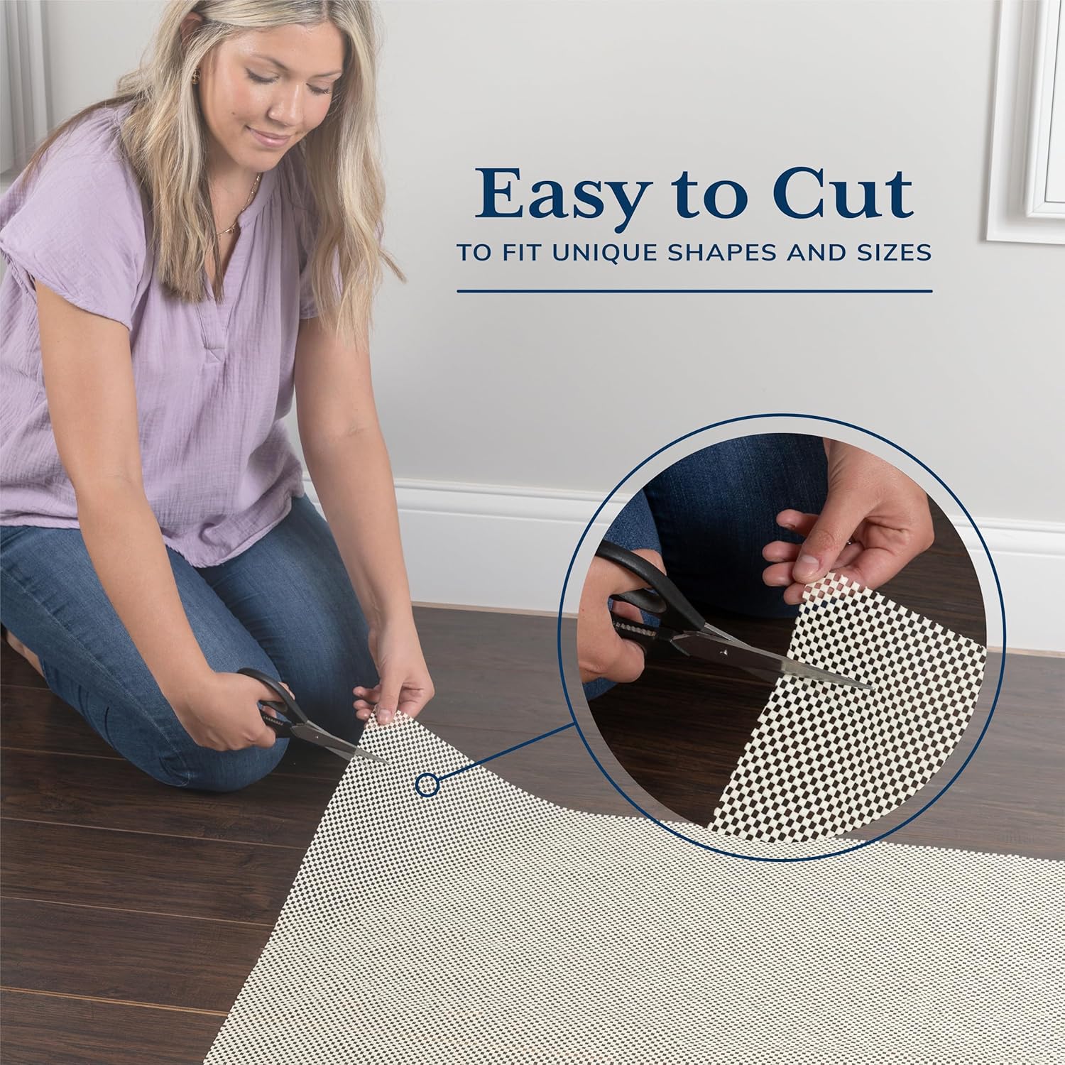 Veken Rug Pad Gripper - Non-Slip Thick Pad for Hardwood & Tile Floors | 12x15 Ft Anti-Skid Mat