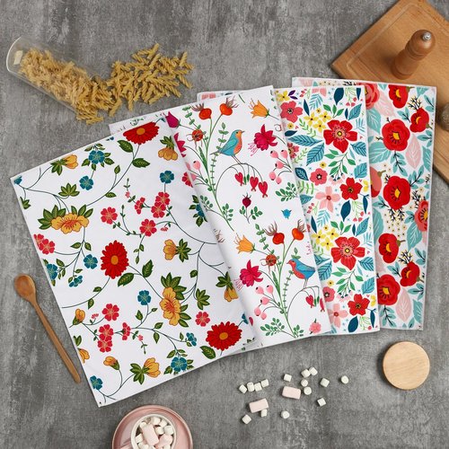 JDGHGB 4Pcs Kitchen Dish Towels,Microfiber Cloth Floral Dish Towels,Housewarming Gift for Kitchen Stuff Decor Accessories,16 x 24 in