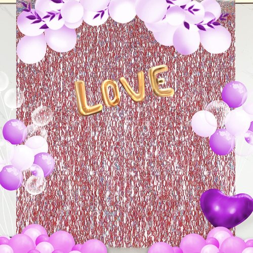 CYLMFC Tinsel Curtain - Rose Gold 3 Pack | 3.3 ft x 6.6 ft Backdrop for Birthday & Wedding Decor
