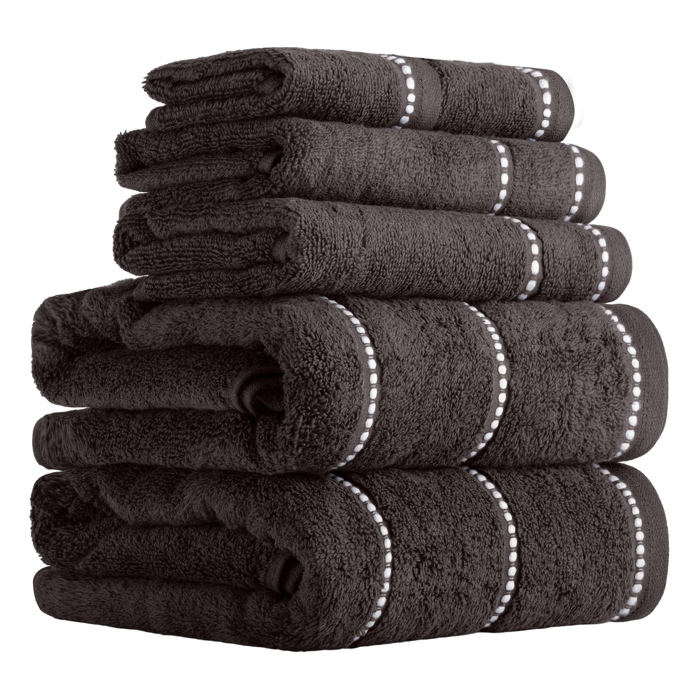 Lavish Home 6 Piece Bathroom Towels Set - 525GSM 100% Cotton Bathroom Essentials - 2 Bath Sheets, 2 Hand Towels, and 2 Wash Cloths for Bath, Shower, Gym, Spa, and Dorm Room (Charcoal)