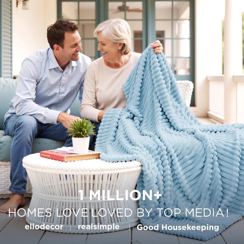 Bedsure GentleSoft Throw Blanket - Cozy Light Blue Fleece Blanket for Couch, 50x60 Inches