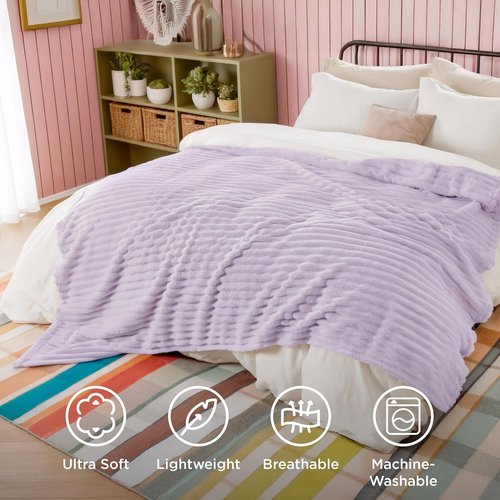 Bedsure GentleSoft Lavender Fog Full Blanket - Cozy Soft Throw for Women | Large 84x90 Inches