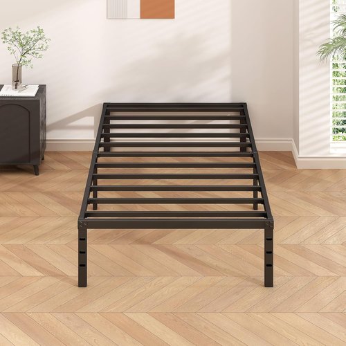 HLIPHA Metal Platform Bed Frame - 16-Inch Tall Twin Size with Heavy-Duty Support Slats | Easy Assembly, Black