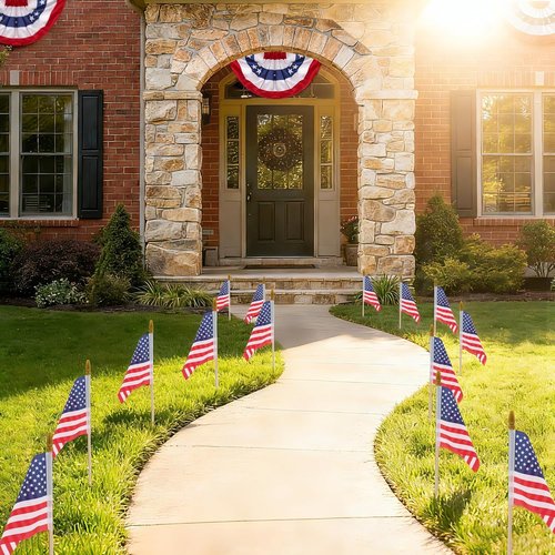 HOOSUN Mini American Flags - 12 Pcs 4''x6'' USA Flags on Sticks for 4th of July & Memorial Day Decor