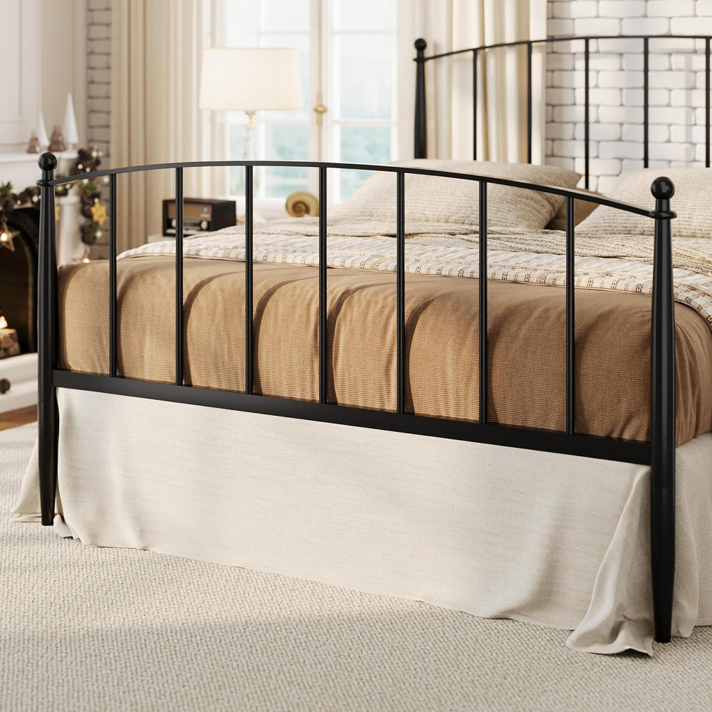 SHA CERLIN Queen Bed Frame - Metal Platform Bed with Victorian Iron Art Headboard & Footboard | Easy Assembly, Black