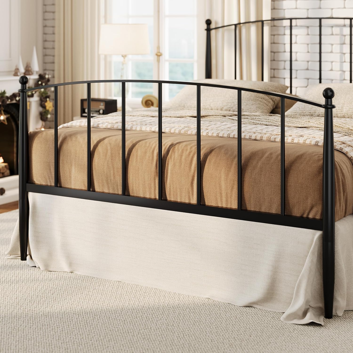 SHA CERLIN Queen Bed Frame - Metal Platform Bed with Victorian Iron Art Headboard & Footboard | Easy Assembly, Black