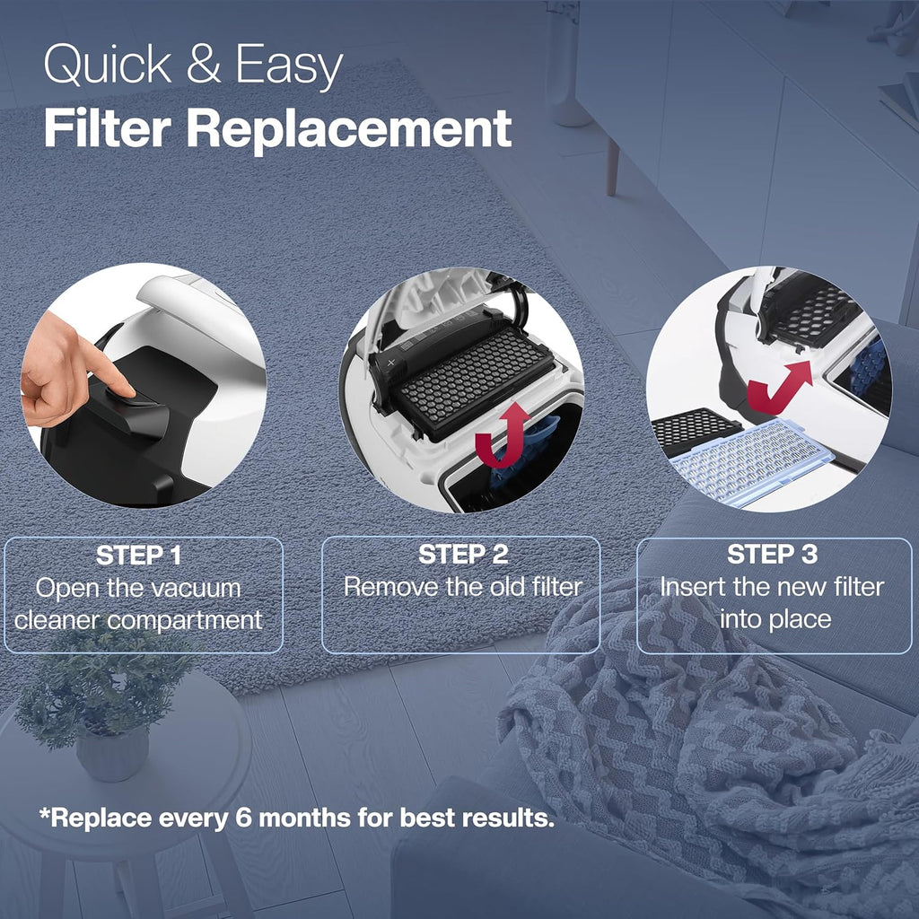 Miele Vacuum Cleaner Filters - 3x HEPA & 3x Motor Filters for Compact C1, C2, Complete C2 & C3 Models