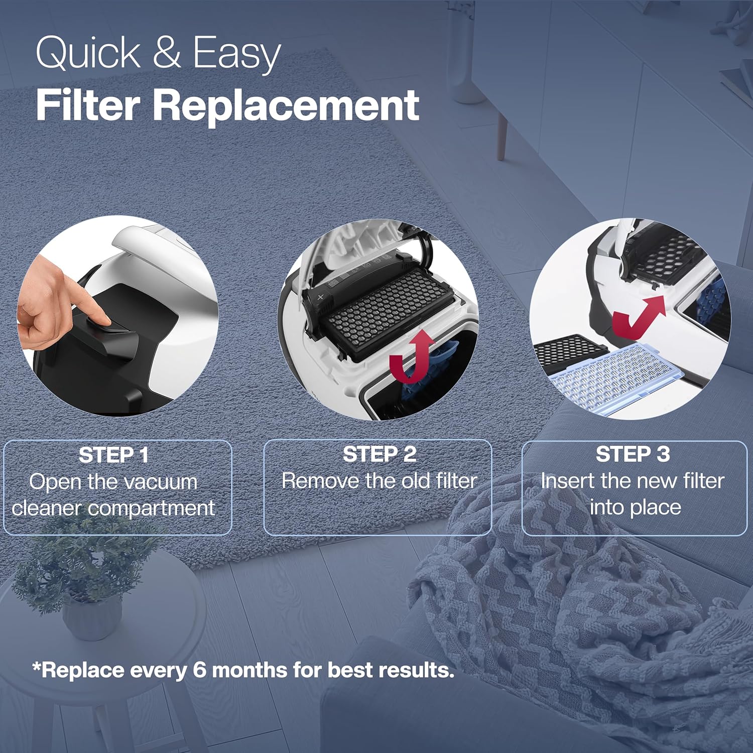 Miele Vacuum Cleaner Filters - 3x HEPA & 3x Motor Filters for Compact C1, C2, Complete C2 & C3 Models