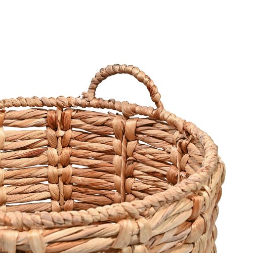 happimess BSK1003A Laurel Bohemian Hand-Woven Abaca Wicker Storage Basket with Handles, Seagrass Container for Decoration in Bedroom, Living Room, Laundry Room, Entryway, Natural