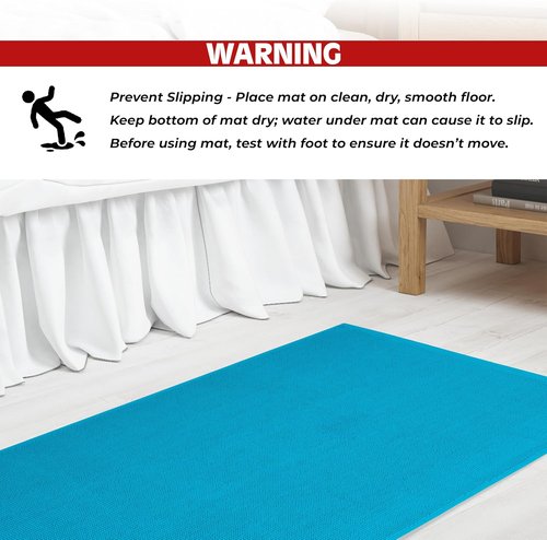 Cotton Paradise Non-Slip Bath Mat - 100% Cotton, Soft & Absorbent, 17x24 Inch, Aqua Blue