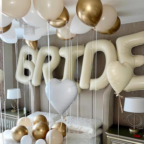 BRIDE 40-Inch Beige Balloons - Elegant Mylar Foil Banner for Bachelorette & Bridal Shower Decor