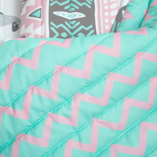 Lush Decor Boho Llama Reversible Oversized 2 Piece Quilt Set, Twin, Pink & Aqua