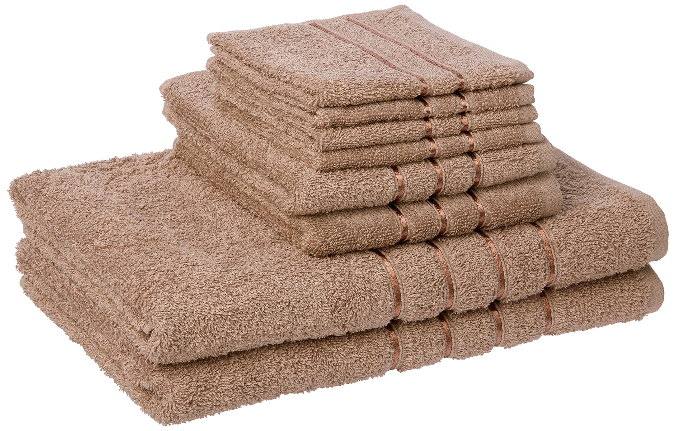 Lavish Home 8 Piece 100% Cotton Plush Bath Towel Set - Taupe 27.5"x57.25"x0.25"