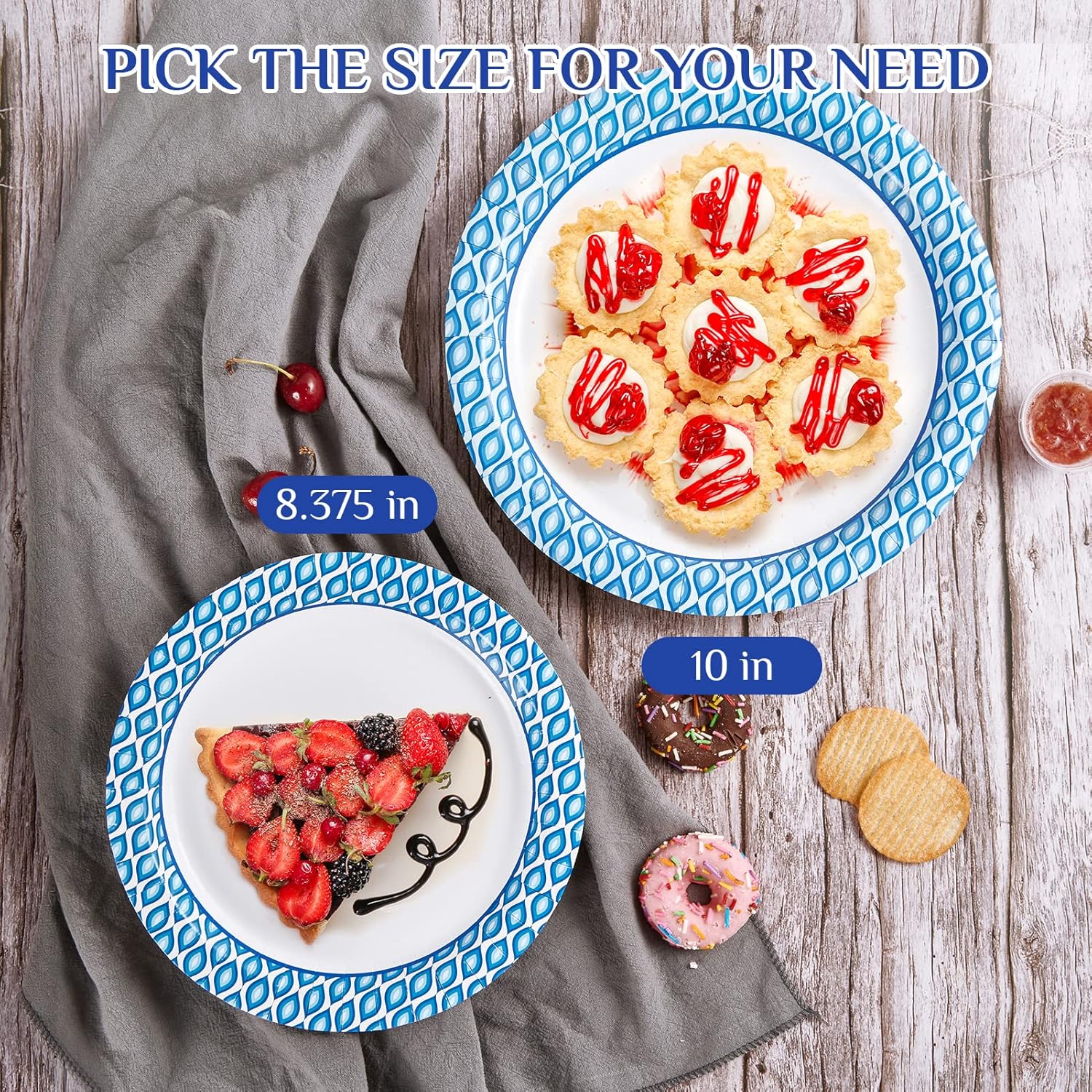 MUCHII Disposable Paper Plates - 8.375 Inch, 300 Count, Soak & Cut Proof for Parties & Gatherings