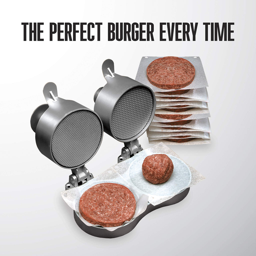 Weston Burger Press, Makes 4 1/2" Diameter Patties for Hamburger, Crab Cakes, Sausage, 1/4lb to 3/4lb, with Spring Ejector for Easy Removal, Double, Non-stick Heavy-Duty Cast Aluminum (07-0701)