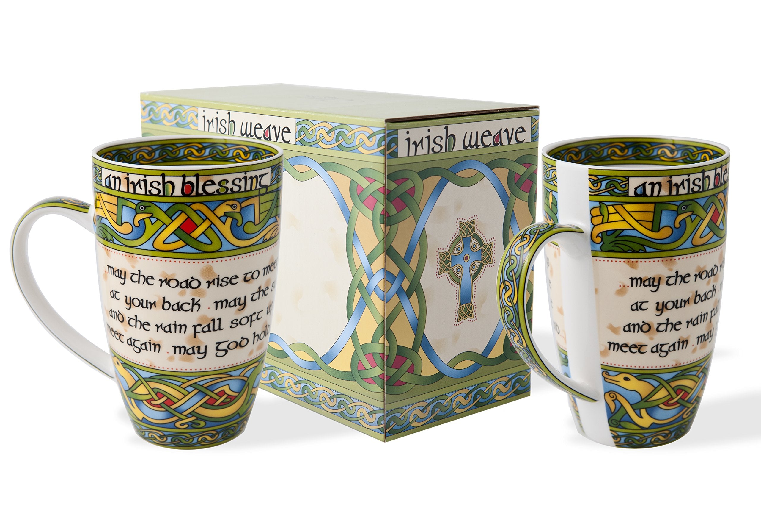 Royal Tara Irish Blessing Mug Set - Two Coordinating Mugs in Irish Gift Box