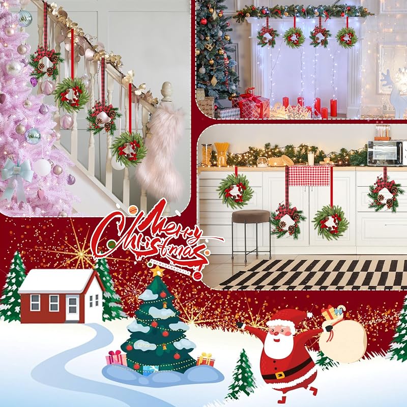 12-Pack Mini Christmas Wreaths for Cabinets and Decor