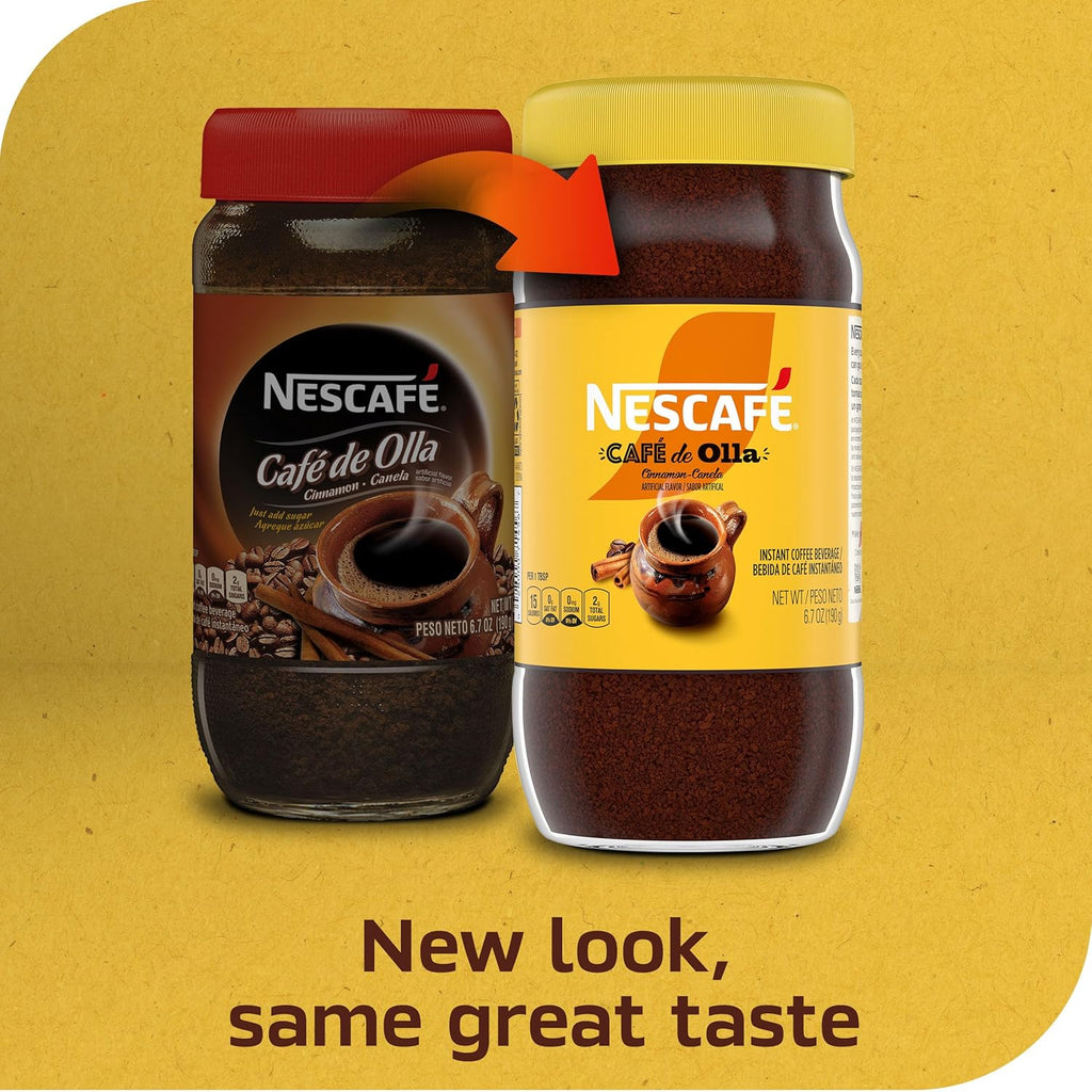 NESCAFÉ Café de Olla Instant Coffee - Cinnamon Flavor, 6.7 Oz Jar for Authentic Taste