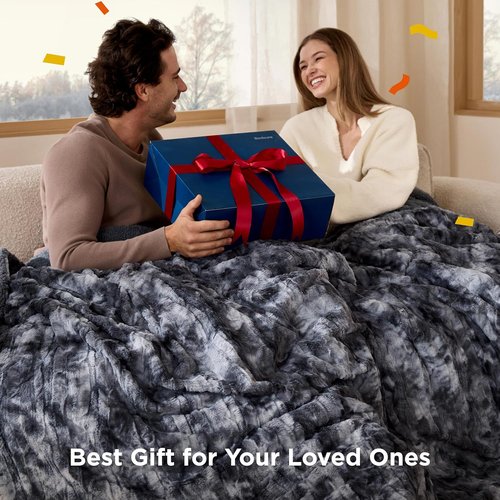 Bedsure GentleSoft Sherpa Throw Blanket - Cozy Fleece Blanket for Couch & Bed Decor, Grey Tie Dye, 50x60 Inches