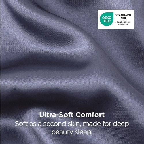 Bedsure Satin Pillowcase - Luxurious Silk-Like Feel | Standard Size 20x26 Inches, Blue Granite, 2-Pack