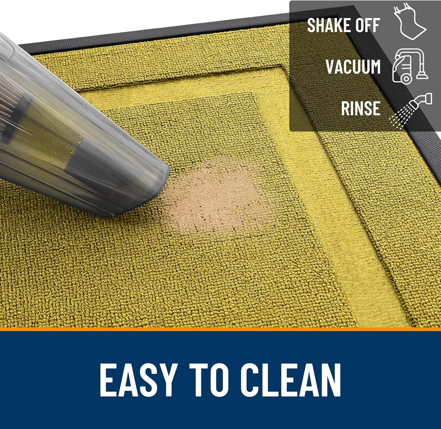 OLANLY Waterproof All-Season Front Door Mat - Sturdy Natural Rubber, Easy Clean, 47x23, Lime Green