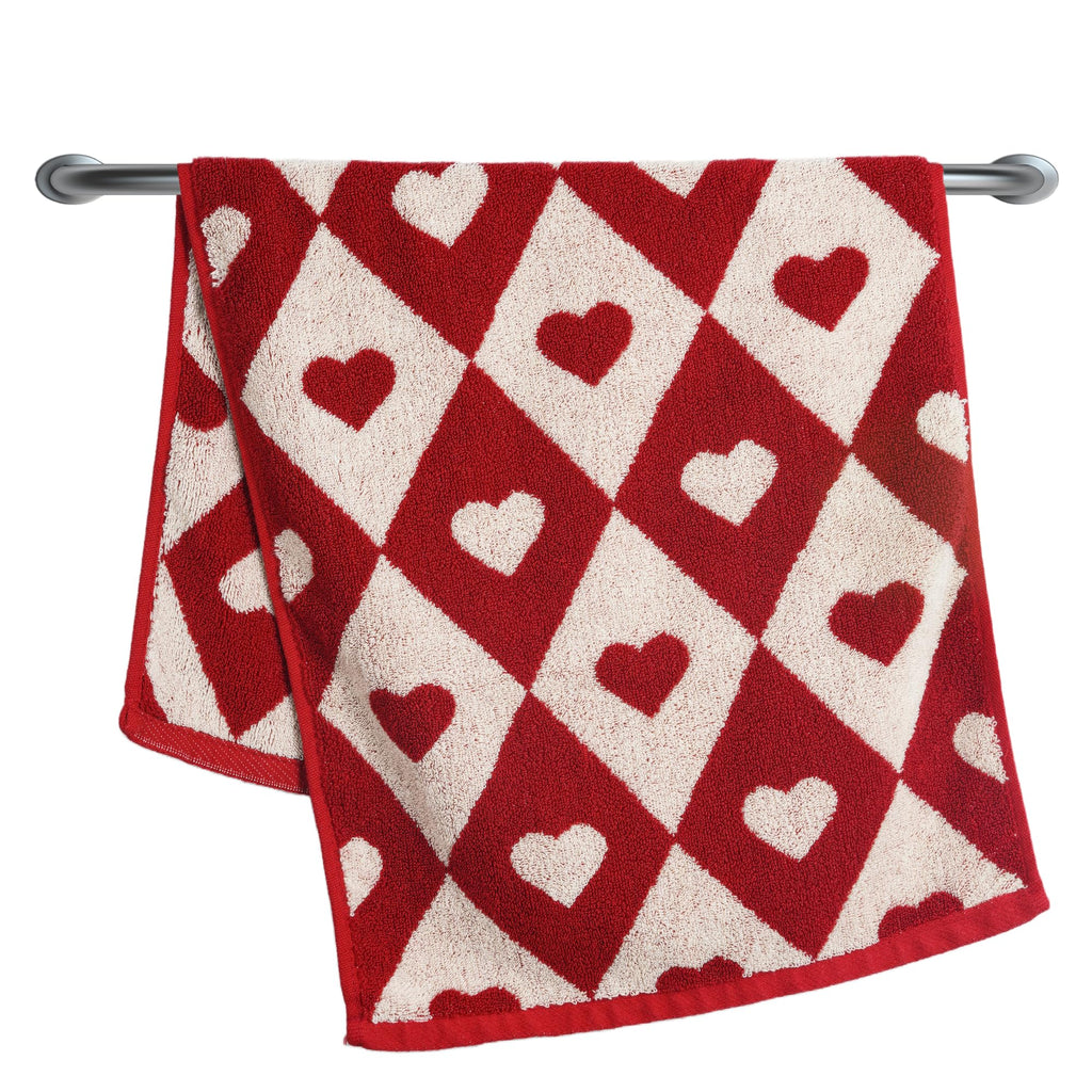Leisofter Valentines Day Hand Towels for Bathroom(2 Pcs, 13" x 29"),Decorative Towels for Drying, Cleaning, Cooking, Holiday (Diamond Hearts)