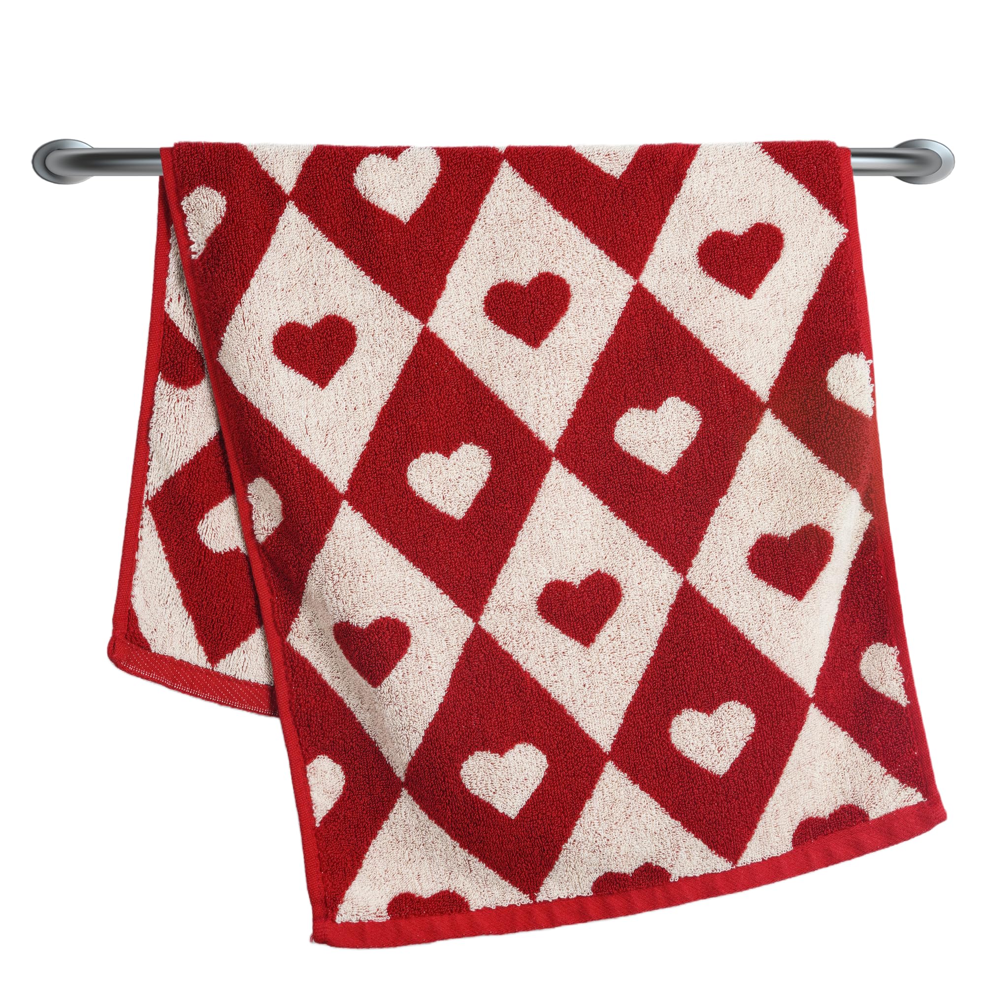 Leisofter Valentines Day Hand Towels for Bathroom(2 Pcs, 13" x 29"),Decorative Towels for Drying, Cleaning, Cooking, Holiday (Diamond Hearts)