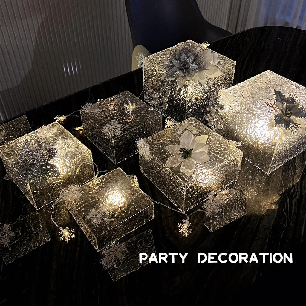 ReeGii 8PCS Buffet Risers Display Stands with 8PCS Mini Signs,Acrylic Cube Display Risers with Hollow Bottom, 2Sets (6, 6.5, 7, 8)" (Transparent, 2 Sets ( 6'',6.5'',7'',8'' ))