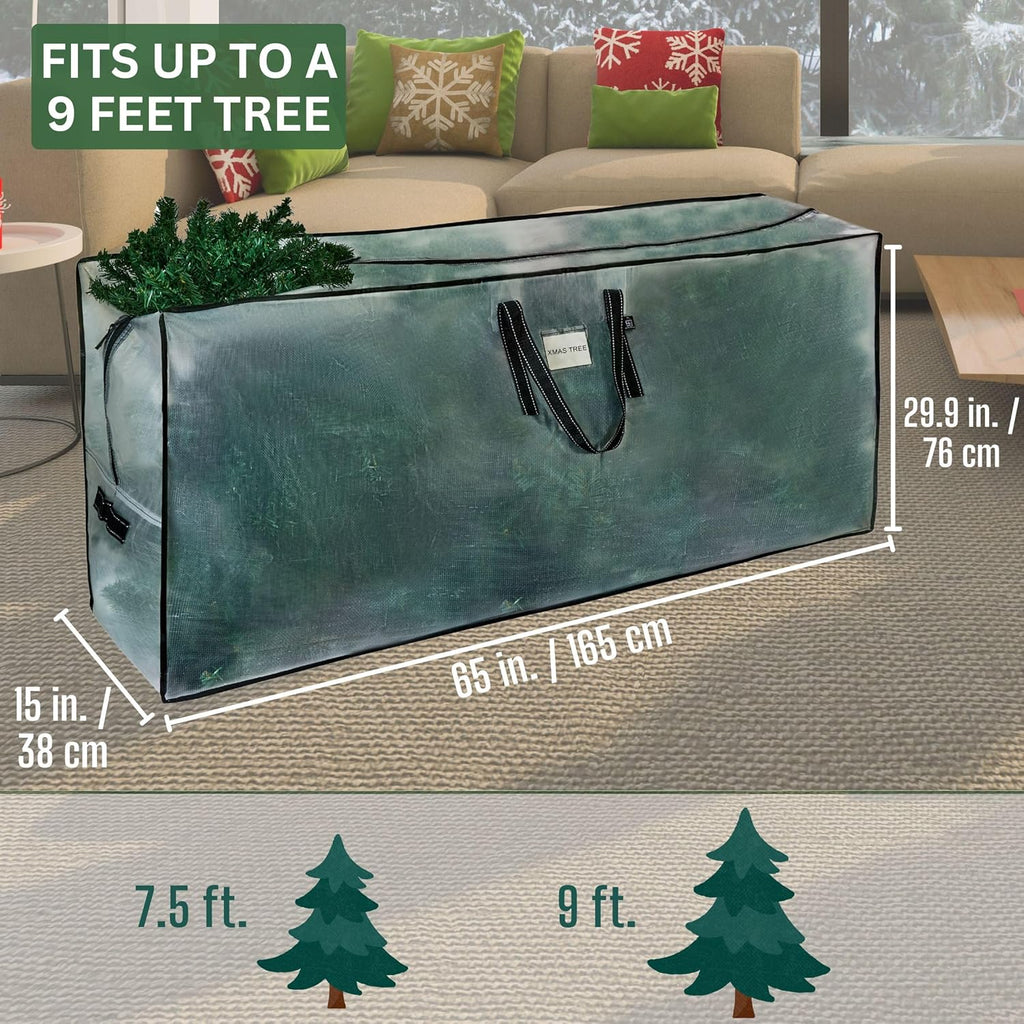 VENO Clear Christmas Tree Storage Bag - Heavy Duty 9 Ft Capacity with Zipper & Durable Handles | 2 Pack
