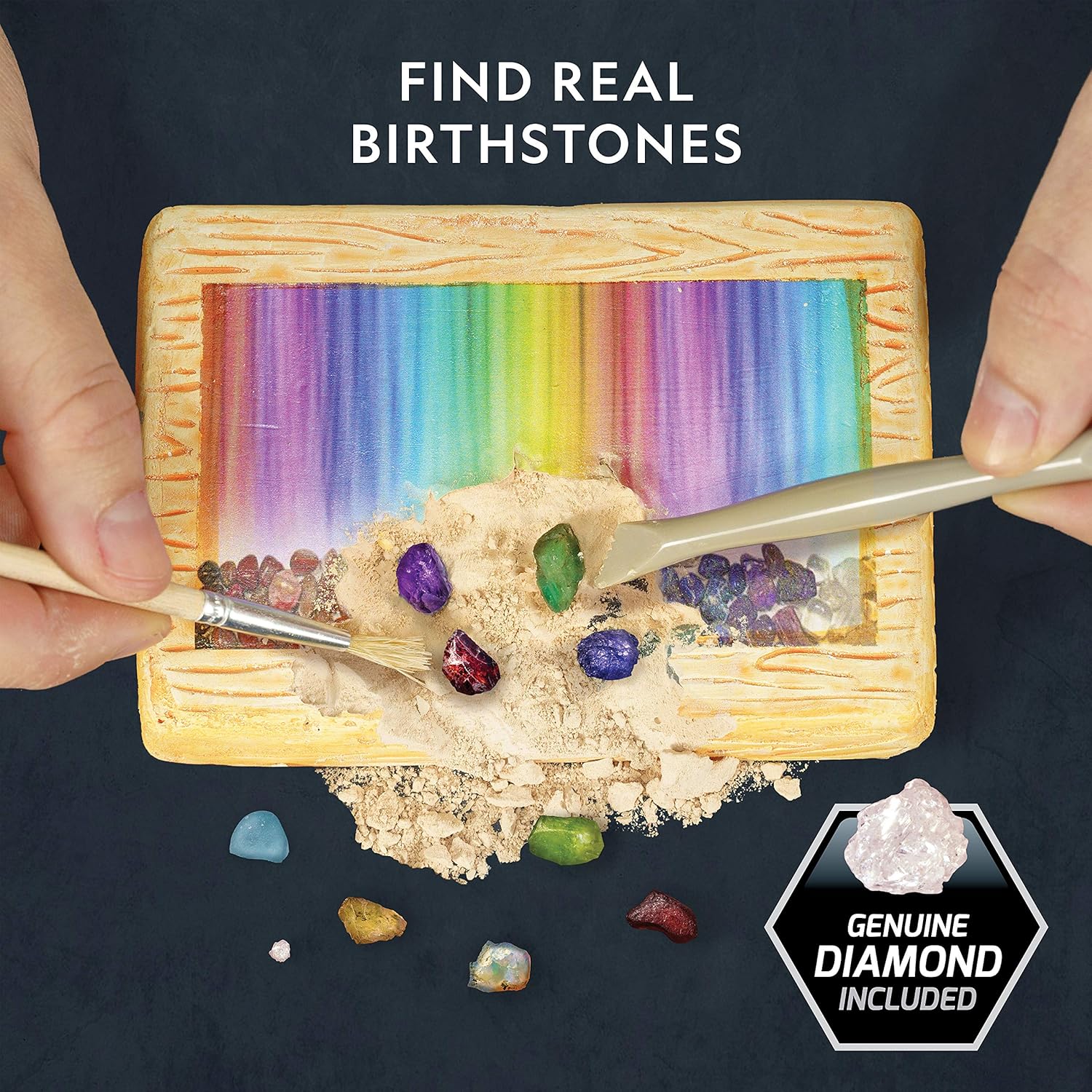 National Geographic Birthstone Dig Kit - Discover 12 Genuine Birthstones Including Diamond, Ruby, Sapphire & More | Gemstone Collection
