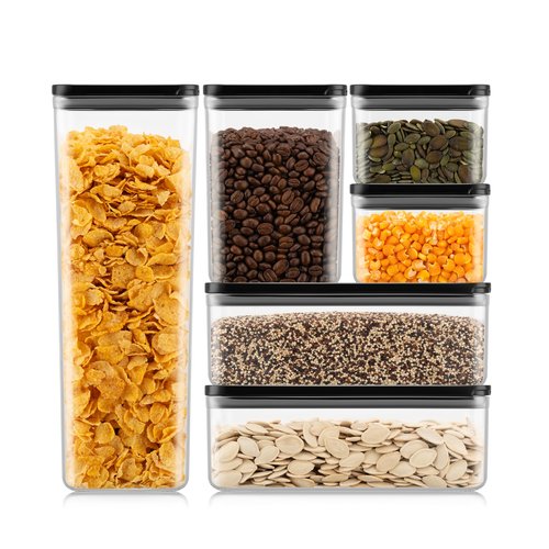 Bodum Canteen Storage Jar Set, BPA-Free Plastic, Airtight Silicone Seal, 17oz (2pc), 34oz (2pc), 40oz, 88oz, Black, 6 piece set