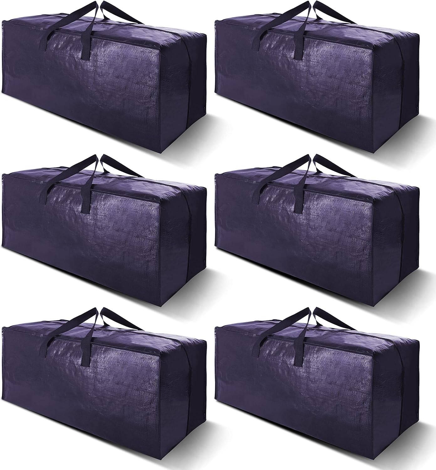 VELVETSURE Extra Large Heavy Duty Moving Bags - Durable Storage Totes with Backpack Straps & Zippers | Set of 6, Blue