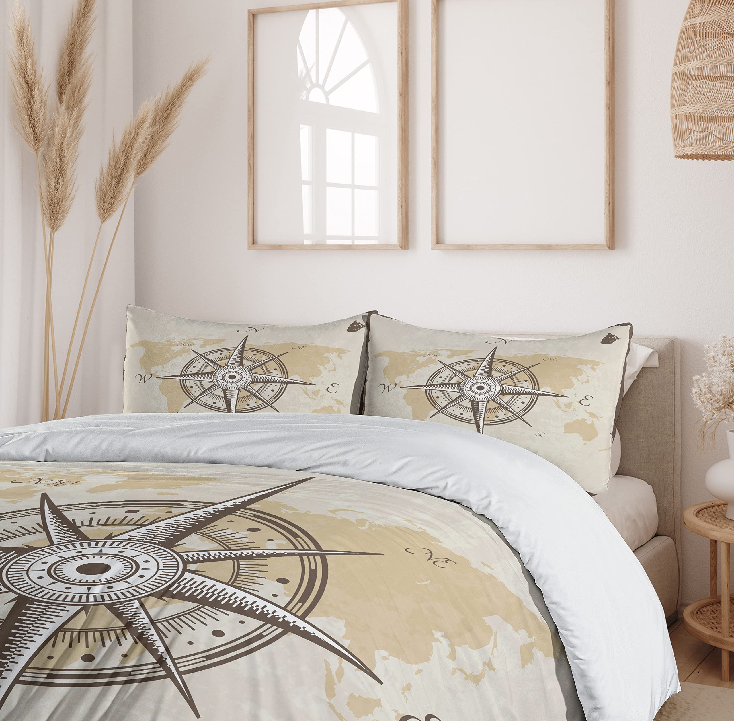 Ambesonne Nautical Duvet Cover Set, Classic Art with Ship Whale Lettering Deep Blue Sea Never Stop Exploring, Decorative 2 Piece Bedding Set with 1 Pillow Sham, Twin Size, Slate Blue