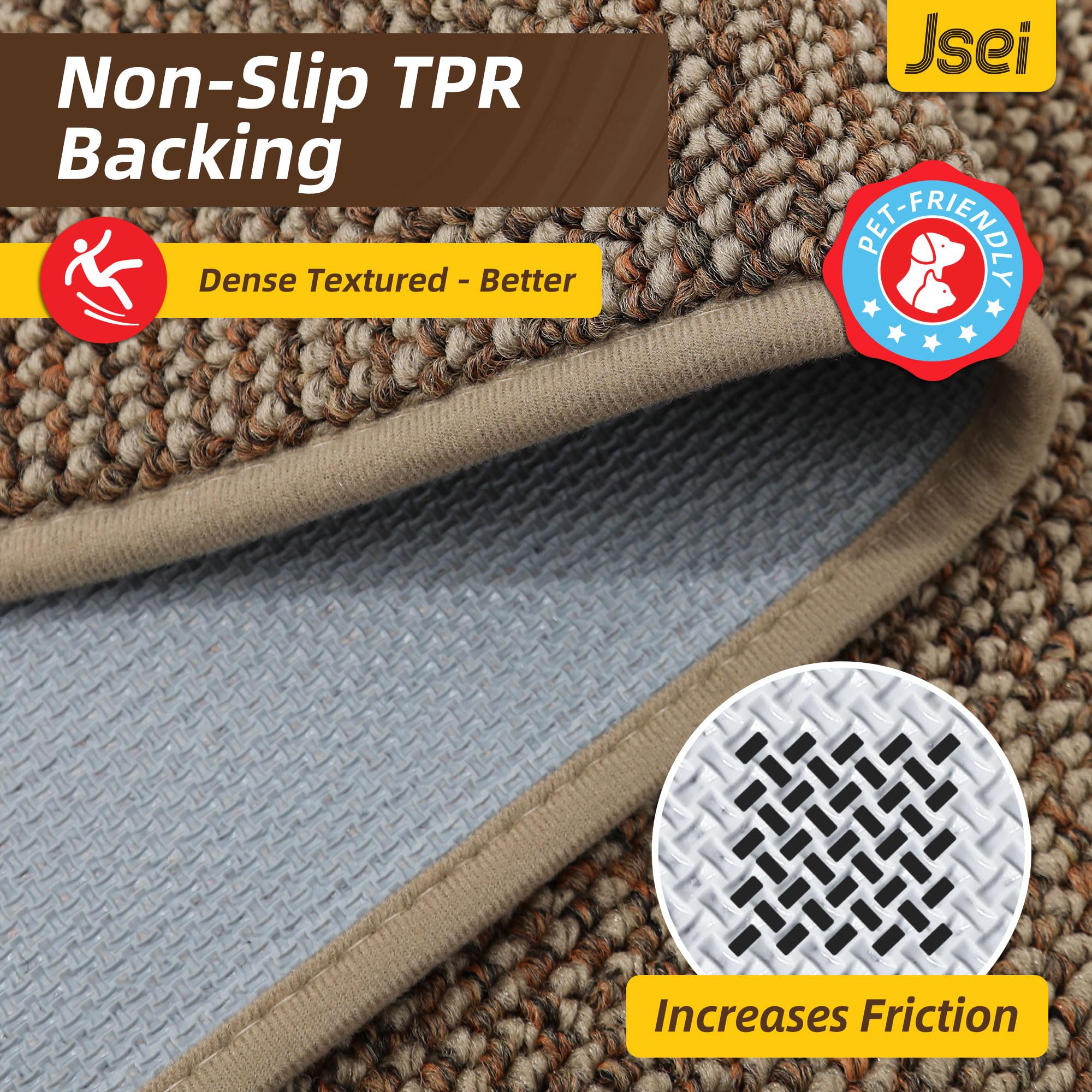 JSEI Dirt Trapper Door Mat 24"x36" Non-Slip Washable Entrance Mat, Dog Doormats, Absorbent & Fade-Resistant Floor Mats, Low Profile Welcome Mats for Entryway, Front Door, and Inside Entrance, Taupe