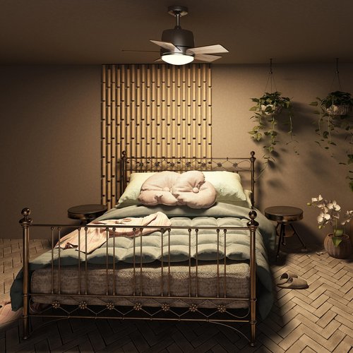 Inlight 30" Integrated LED Indoor Brushed Steel AC Motor Ceiling Fan with Light and Remote, Five Reversible Blades in a Black and Barnwood Finishes, IN-0715-1-MD