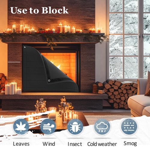 Fireplace Cover, Fireplace Blanket for Heat Loss & Save Energy - Indoor Fireplace Air Blocker Fireplace Screen Safety Cover for The Living Room | Year-Round Comfort,45x34