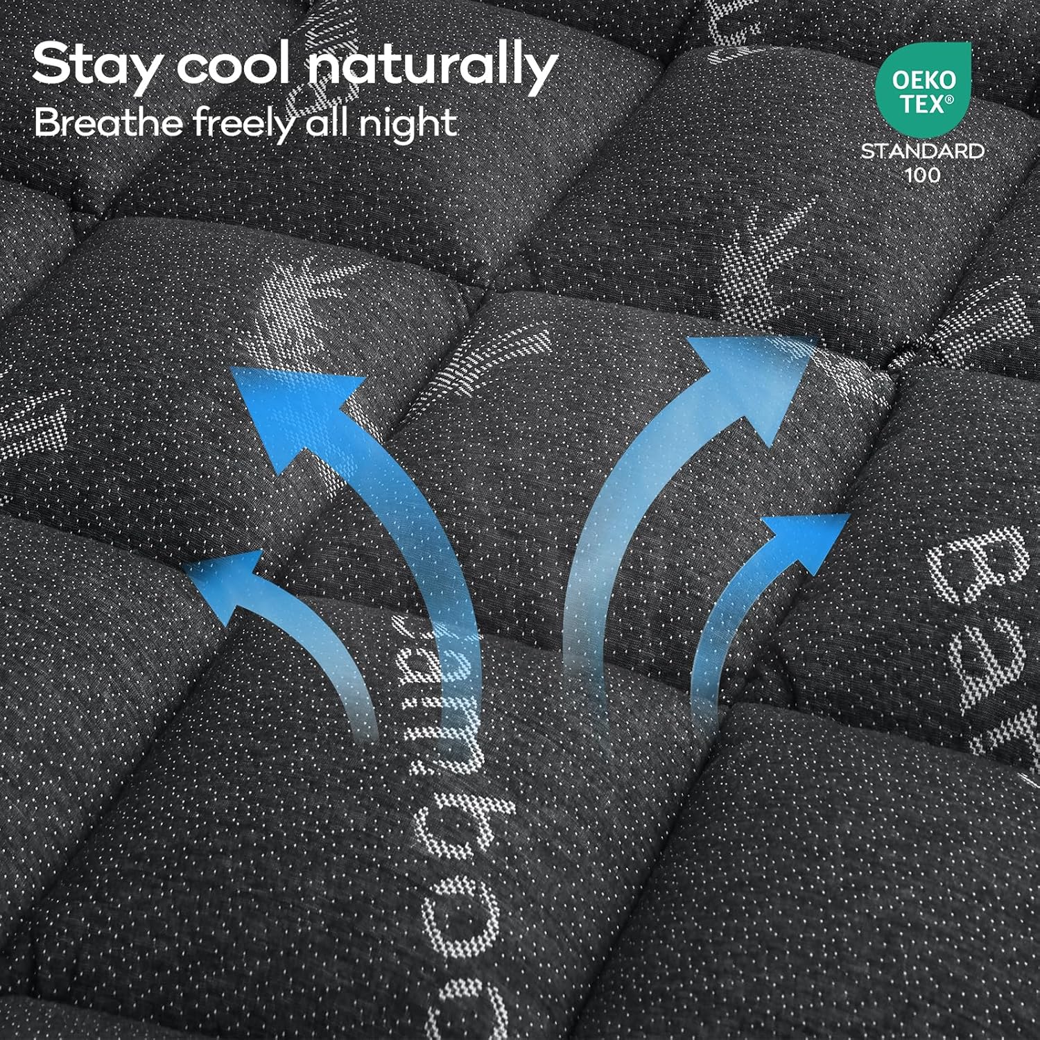 OLANLY Queen Mattress Topper - Cooling Bamboo Viscose Pillow Top for Back Pain Relief | Plush Dark Gray