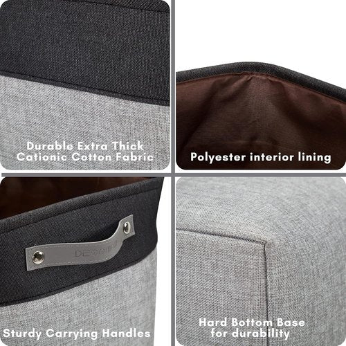 DECOMOMO Extra Large Fabric Storage Baskets - 54.5L Organizing Bins for Linen Closet | Grey & Black, XXXL (3 Pack)