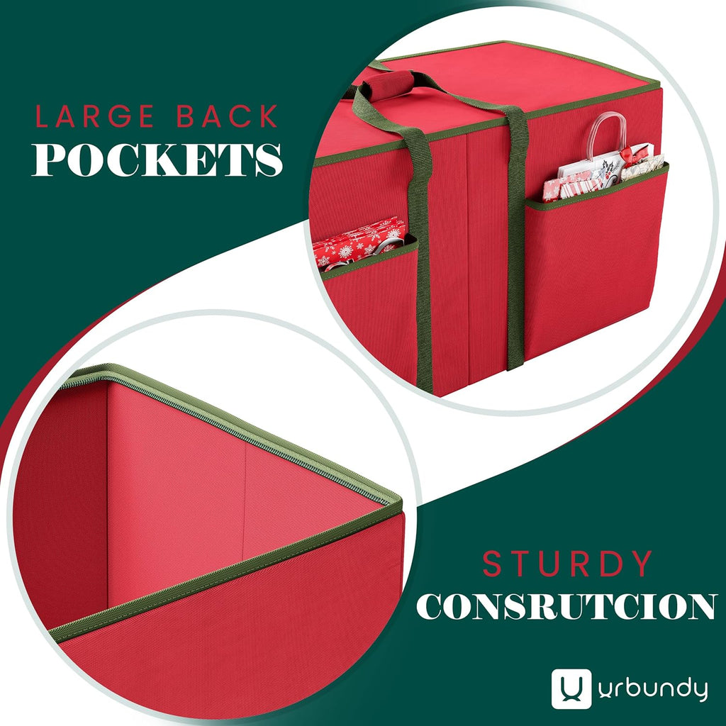 Regine Switzerland Christmas Ornament Storage Box - Red Organizer for 128 Ornaments with Dividers & Handles