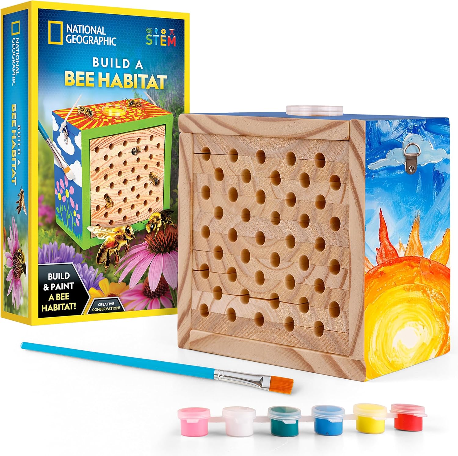 National Geographic Bee Habitat Craft Kit - DIY Mason Bee House for Kids | Outdoor Arts & Crafts Activity