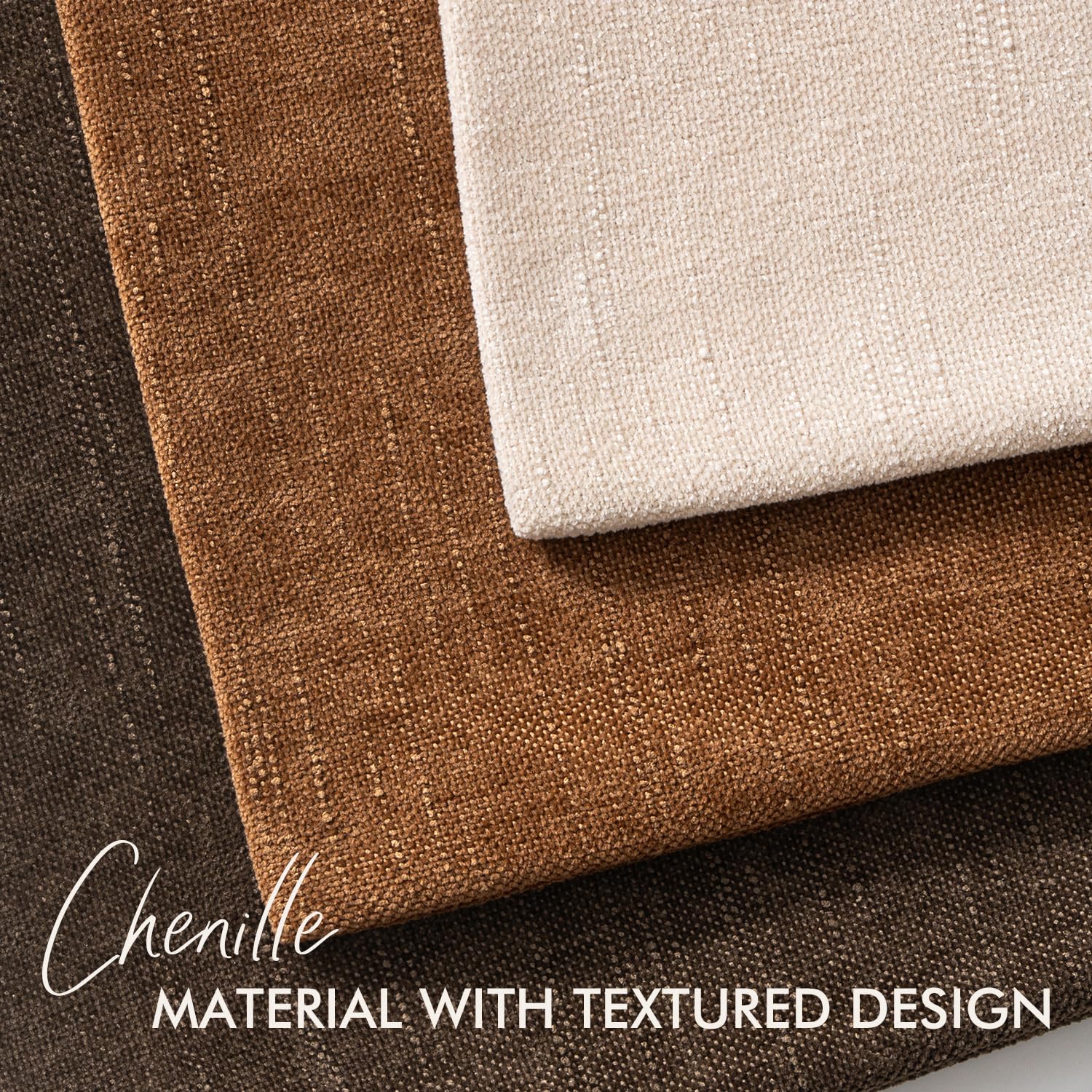Woaboy Set of 2 Textured Throw Pillow Covers Decorative Soft Accent Square Chenille Pillowcases Neutral Farmhouse Modern Home Decor for Couch Sofa Bedroom Living Room 20x20 Inch,Brown Chocolate
