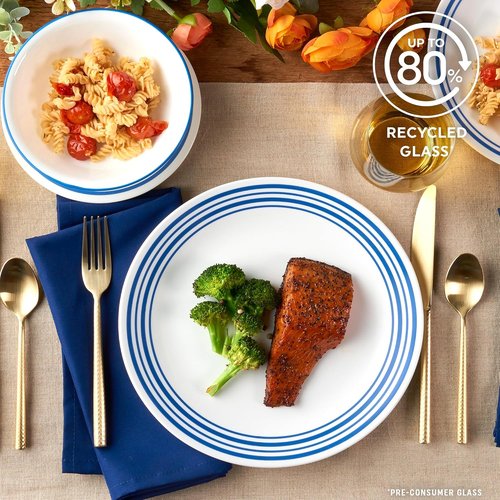 Corelle Vitrelle 18-Piece Dinnerware Set - Service for 6 | Triple-Layer Chip & Crack Resistant, Laila Design