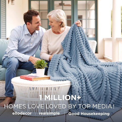 Bedsure GentleSoft Queen Blanket - Cozy Soft Blue Throw for Women | Large 90x90 Inches Perfect for Fall