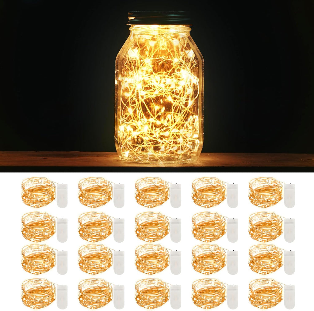 MUMUXI Fairy String Lights - 20 Pack 3.3ft Battery Operated Mini LEDs for Weddings & Parties | Warm White
