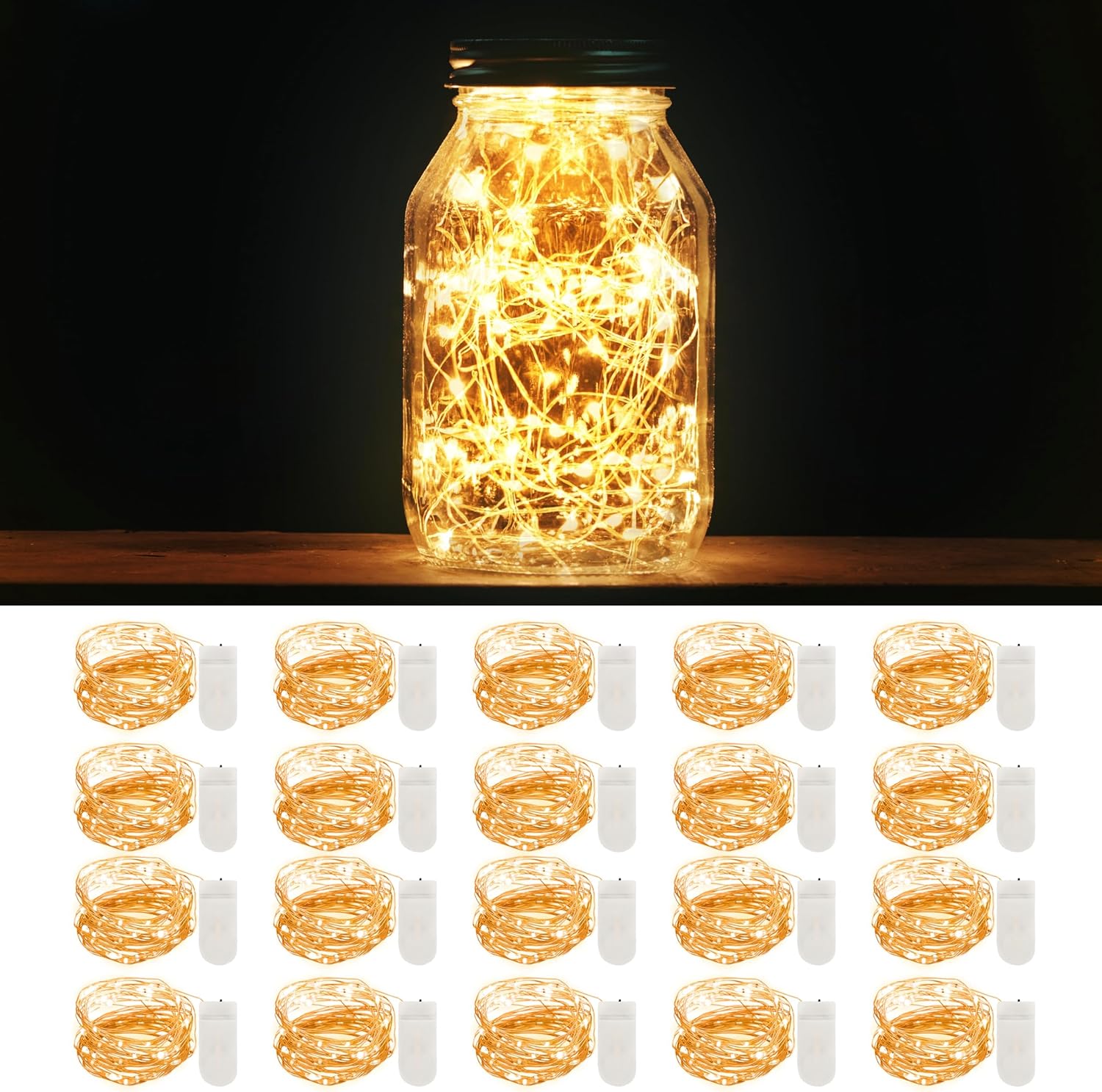 MUMUXI Fairy String Lights - 20 Pack 3.3ft Battery Operated Mini LEDs for Weddings & Parties | Warm White