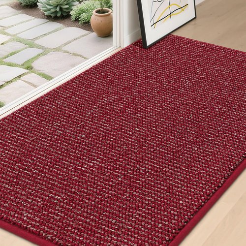 BEQHAUSE Dirt Trapper Door Mat - Non-Slip, Washable, Absorbent Entrance Mat | 36" x 60", Red