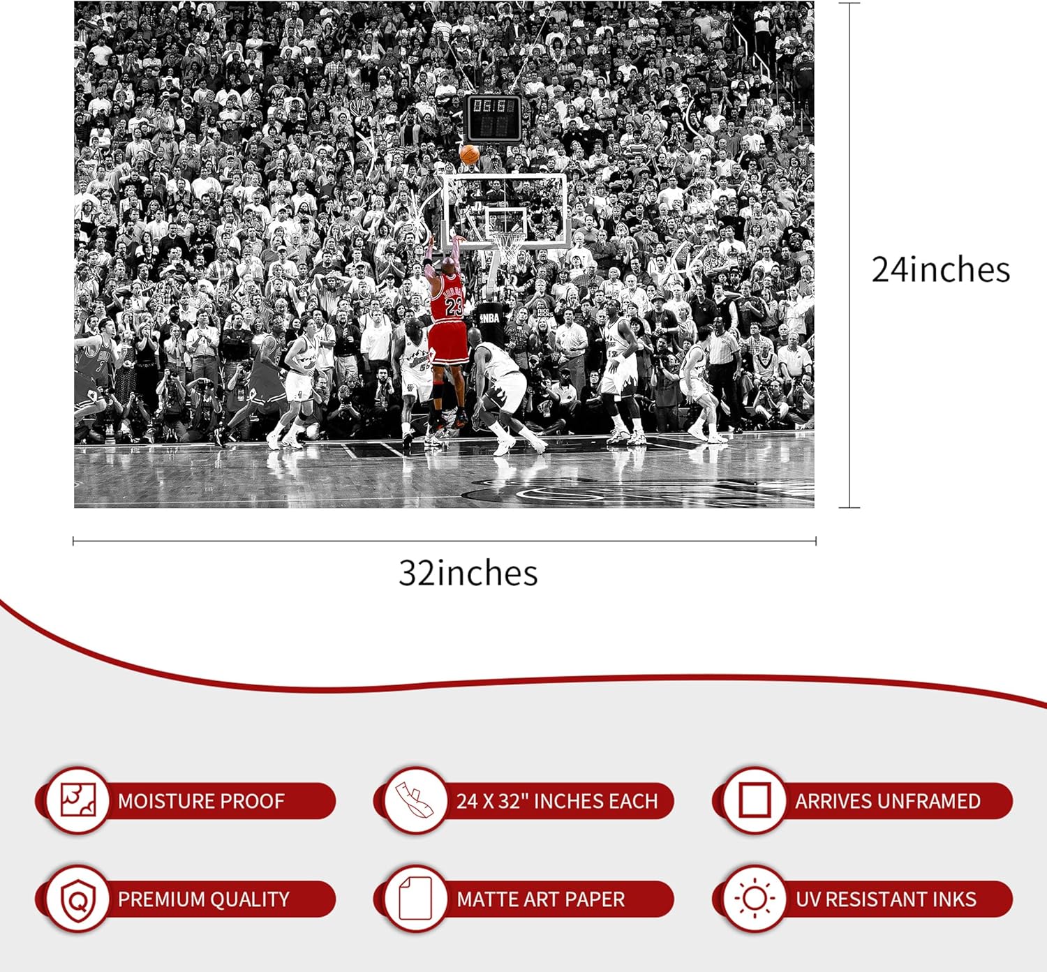 Michael Jordan Large Sports Poster - Unframed Canvas Wall Art Decor for Bedroom & Gym (24"x32")